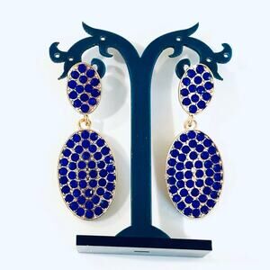 Blue Rhinestone Drop Earrings